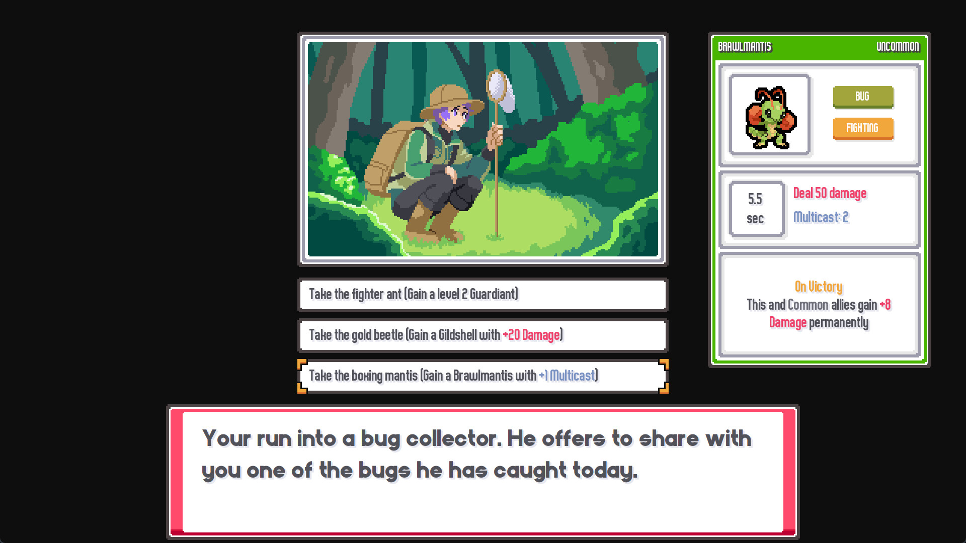 An in-game event choice in Batomon Showdown offering three Batomon rewards