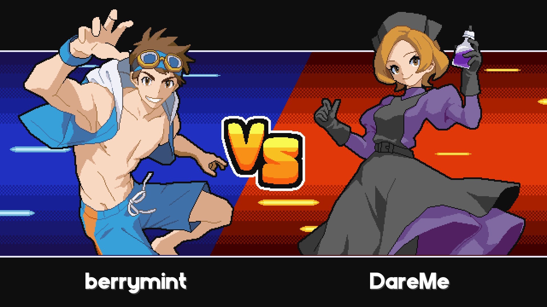 Trainer versus screen in Batomon Showdown showing both trainers before a battle